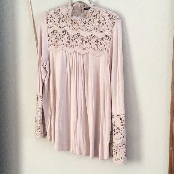 VICTORIAN lace ballet pink blouse with crochet lace details, never worn, Size L - Picture 4 of 10